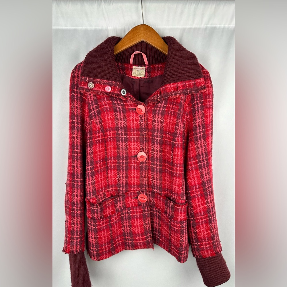 Free People Vintage Plaid Checkered Jacket